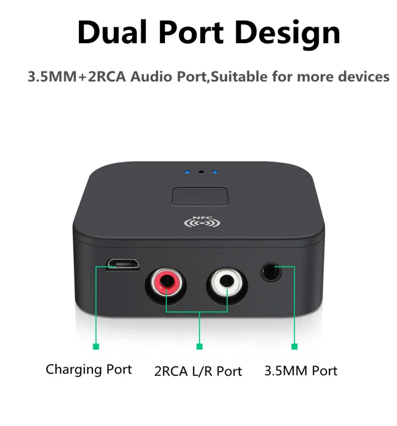 VIKEFON Bluetooth приемник NFC Bluetooth 5,0/4,2 3,5 мм AUX/RCA HIFI автомобильный 10 м беспроводной музыкальный аудио приемник для наушников динамик