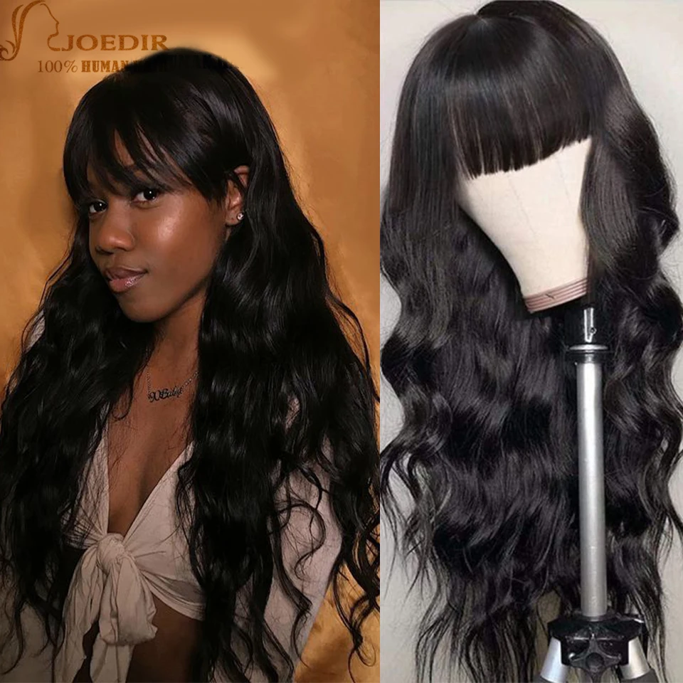 

Joedir Body Wave Human Hair Wigs With Bangs Full Machine Made Wigs Peruvian Remy Hair Wig
