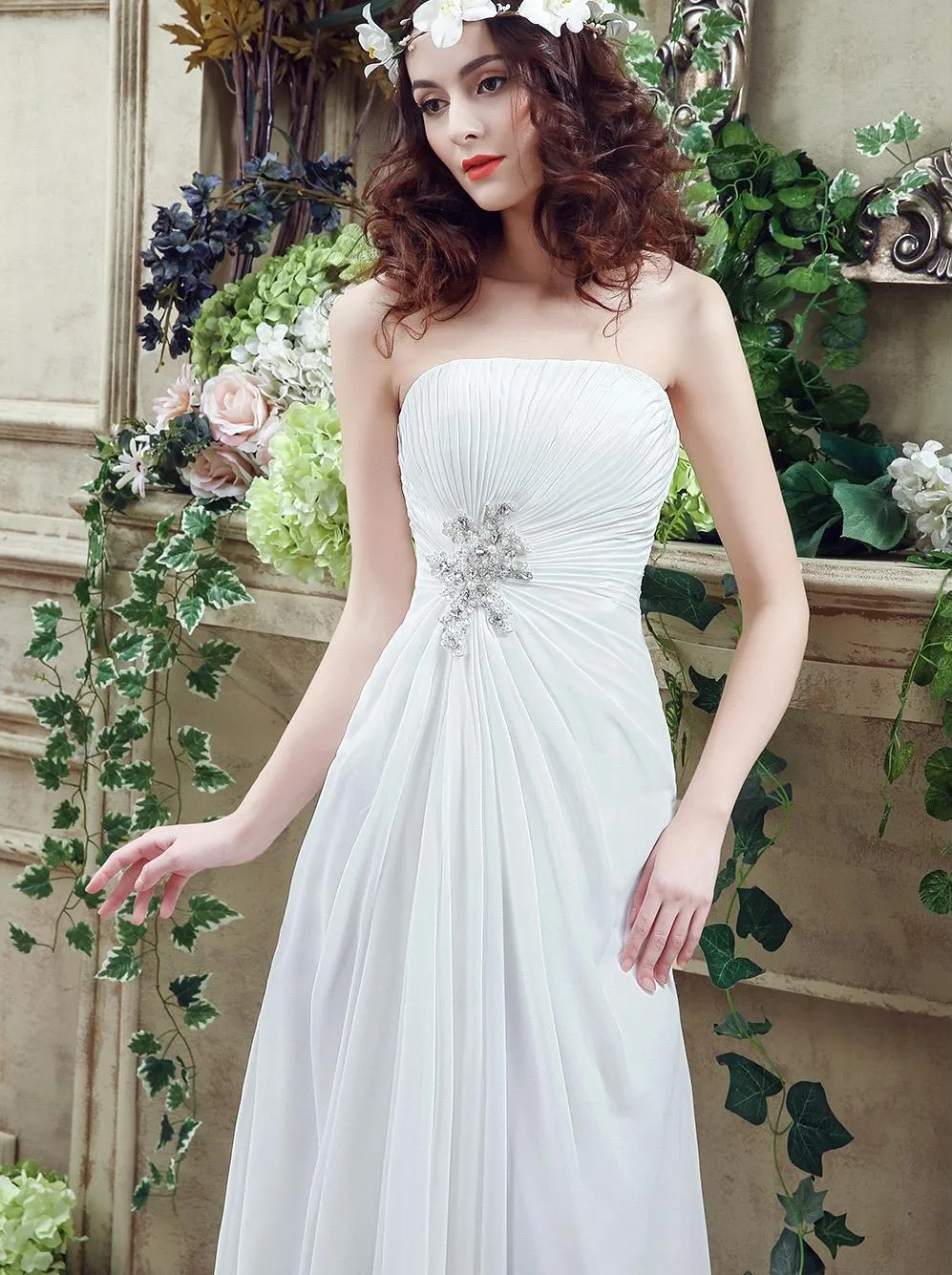 Шифоновое пляжное платье А-силуэта недорогие свадебные платья 2021 плиссированные