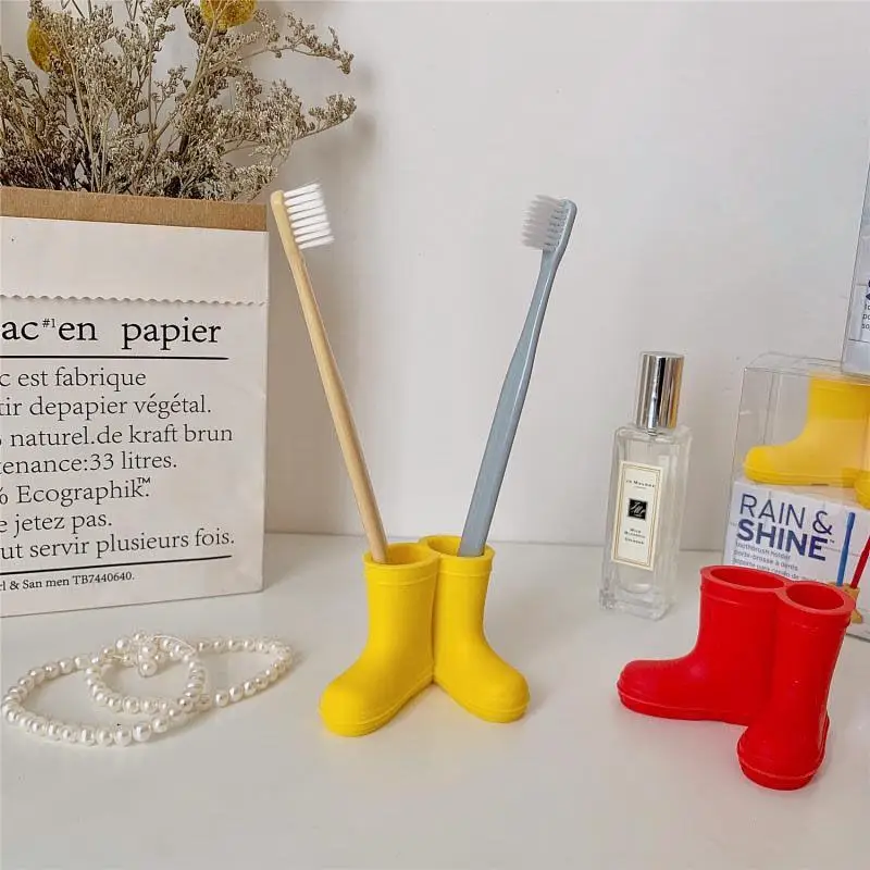 

Cartoon Cute Silicone Rain Shoes Toothbrush Holder Creative Multi-functional Galoshes Modeling Shelf Yellow