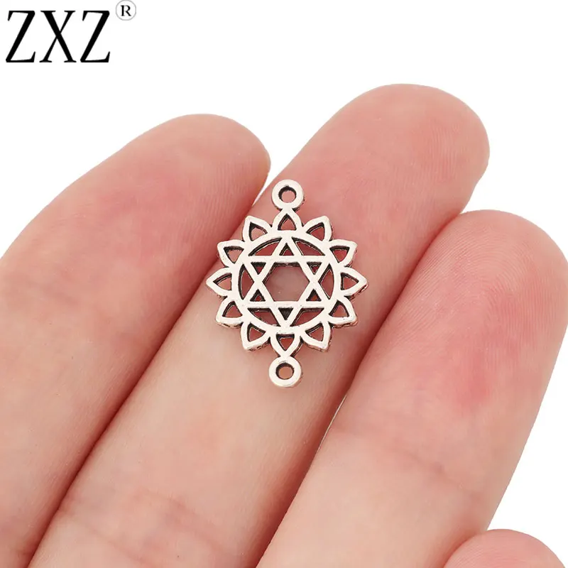 ZXZ 20 шт. тибетская Серебряная Звезда Давида соединительные шармы 2 стороны для