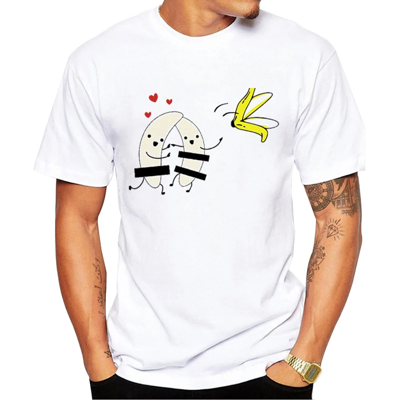TEEHUB Hipster Nude Banana Mann T-Shirt Naked Banana Gedruckt T-shirts Kurzarm Lustige t shirts Kühlen Ätherisches T – Detail 7