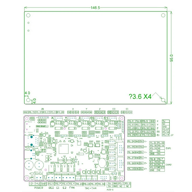 Makerbase MKS SBASE V1.3 32 бит плата управления открытым исходным кодом поддержка Marlin2.0 и Smoothieware Поддержка прошивки MKS TFT экран и