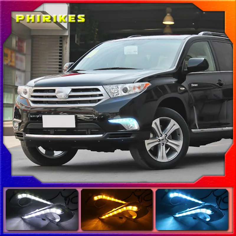 

2 шт. LED DRL для Toyota Highlander 2012 2013 2014 Габаритные огни колпак противотуманных фар фары 12V дневной свет авто-Стайлинг