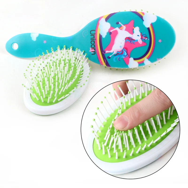 

2021 New Cartoon Print Unicorn Hair Comb Haircare Massage Scalp Airbag Hair Brush Women Styling Tool Hot Comb Barber Accessories