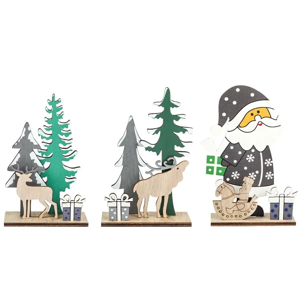 

Elk Wood Craft Christmas Tree Ornament Santa Claus Desktop Ornaments Christmas Festival Decoration Supplies