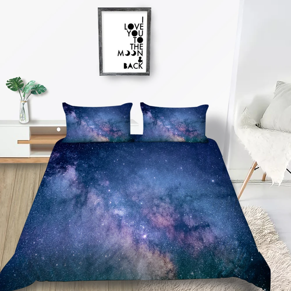 Комплект постельного белья с рисунком облаков и звездного неба мягкий