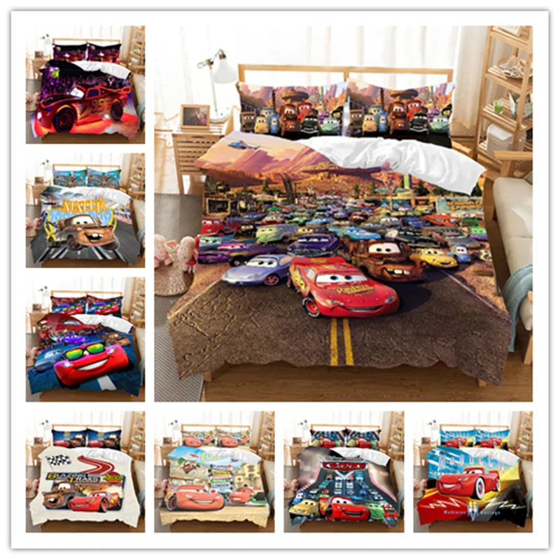 

Lightning McQueen Car Bedding Set for Kids Bedroom Decor King Quilt Duvet Cover Set Single Bed Sheet Boys Home Children's Linen