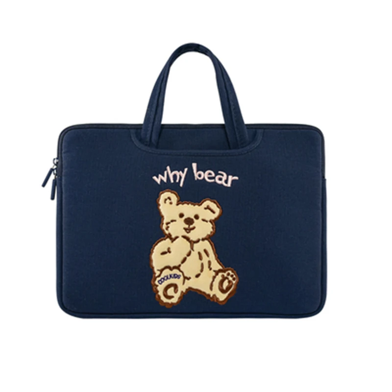 

Embroidery Bear Tablet Sleeve Bag for Ipad 11.6/13/14/15/15.6 Inch Laptop Sleeve Bag with Pocket for MacBook Air Pro Sleeve Bag