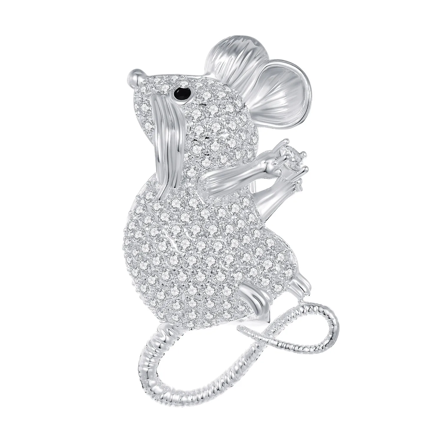 Милые черные белые циркониевые Броши с изображением мыши для женщин Золотой