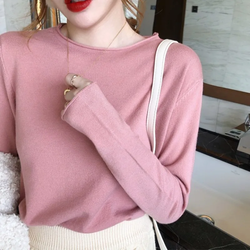 

Новинка, Женский мягкий хлопковый свитер с высоким воротником в Корейском стиле, женские теплые Джемперы, Женский Универсальный пуловер, же...