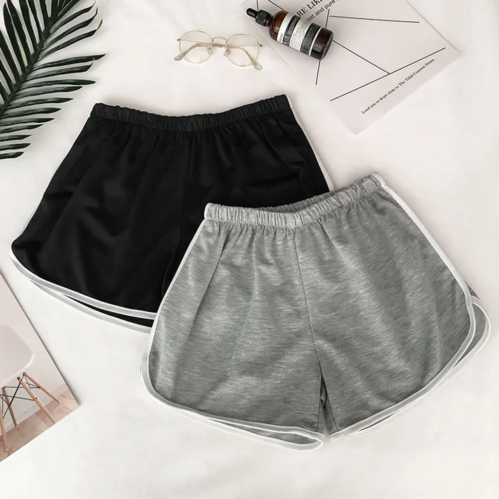 

2020 Simple Women Casual Shorts Patchwork Body Fitness Workout Summer Shorts Female Elastic Skinny Slim Beach Short Hot