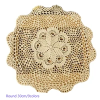 diy cotton placemat cup coaster mug kitchen hot dish table place mat cloth lace round crochet christmas wedding doily dining pad