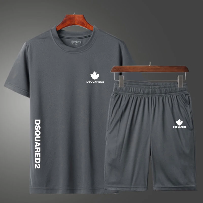 

Men Casual Tracksuit Summer Clothes Sportswear Two Piece Set T Shirt Brand Track Clothing Male Sweatsuit Sports Suits Streetwear