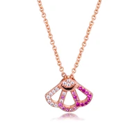 pink fan for women 2020 new long chain necklace heart stone lion female choker necklace jewelry