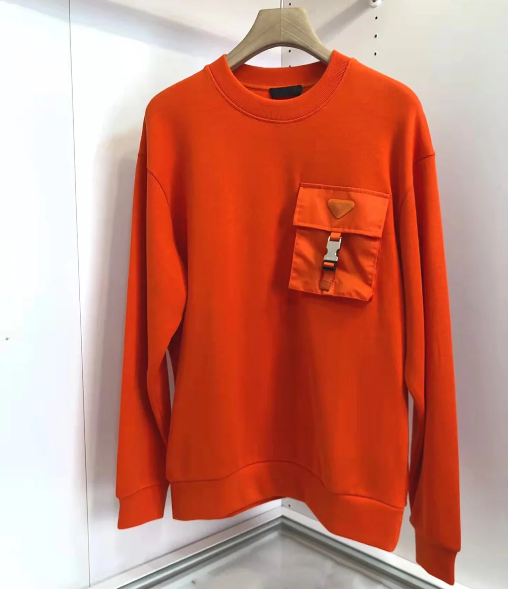 

2021 early autumn new pocket nylon patch with sweater fabric design brand men's trendy sweater