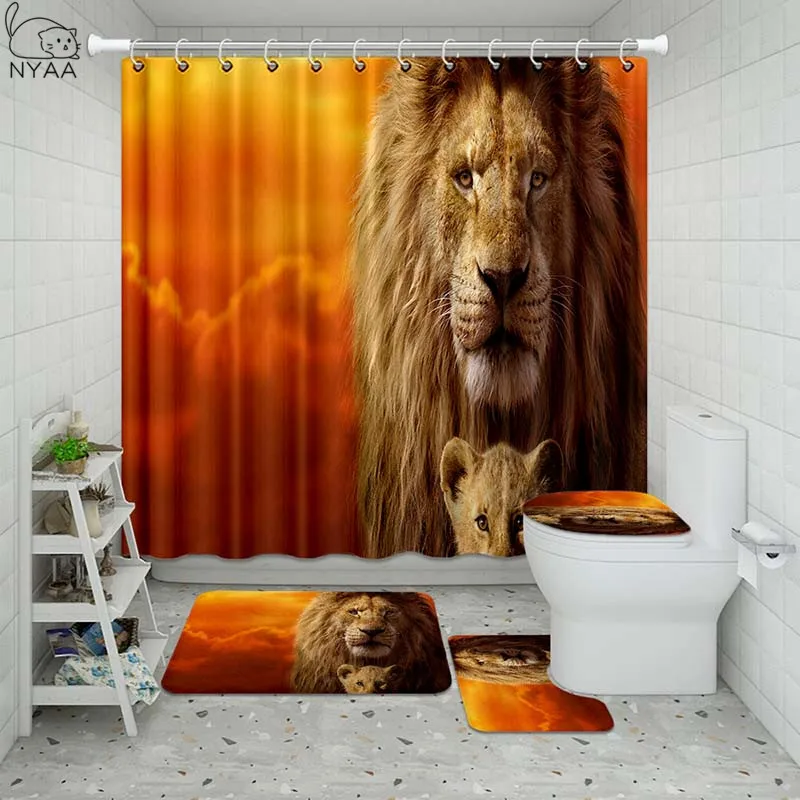 Водонепроницаемая душевая занавеска в ванную комнату с 3D изображением животных |