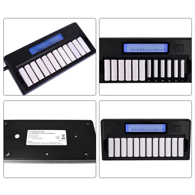 

Hot Intelligent Battery Charger Lcd Display Speedy Smart Charger 12 Battery Slots For 1.2V Ni-Mh Ni-Cd Aaa Aa Batteries(Eu Plug)