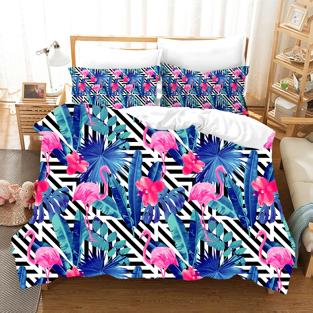 

Ins Leaves Flamigo Bedding Set Modern 3d Duvet Cover Sets Comforter Bed Linen Twin Queen King Single Size Luxury Fashion Gift