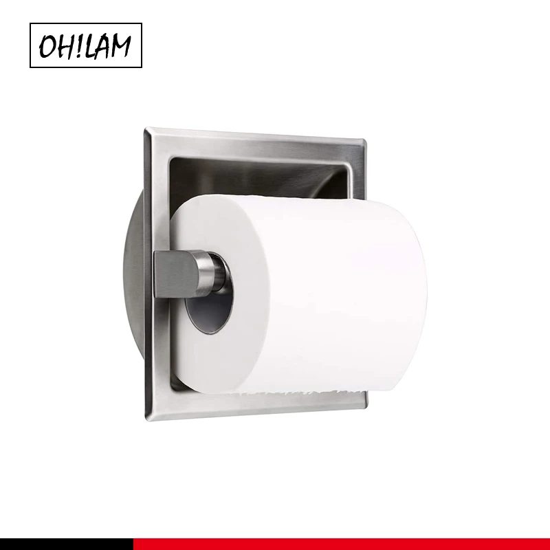 commecial recessed toilet paper holder wall mounted tissue paper roll holder stainless steel build in tissue roll rack dispenser free global shipping