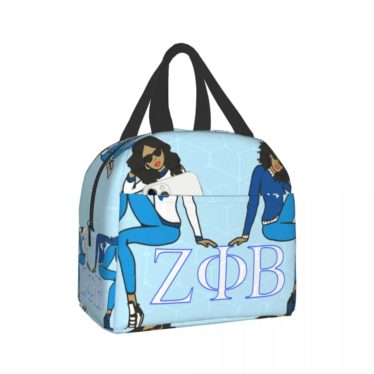 Zeta Phi Beta Fresh Cooler Bags Waterproof  Portable Zipper Thermal Oxford Lunch Bags For Women Convenient Lunch Box Tote