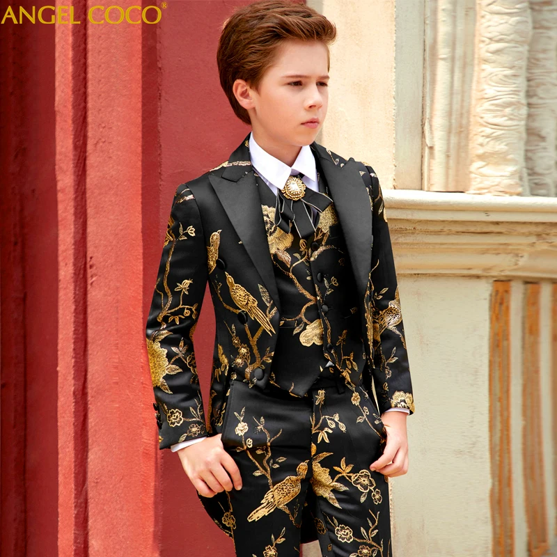 Senior tuxedo Tailcoat Fashion Kid Boys Wedding Suits Prom Best formal clothing Suit Blazers Gentleman Clothes Children's | Детская