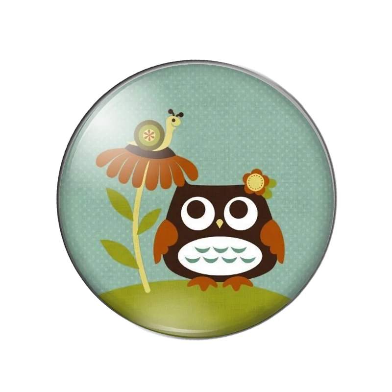 Милая мультяшная Сова Акварельная живопись 10 мм/12 мм/20 мм/25 мм круглая фото стекло