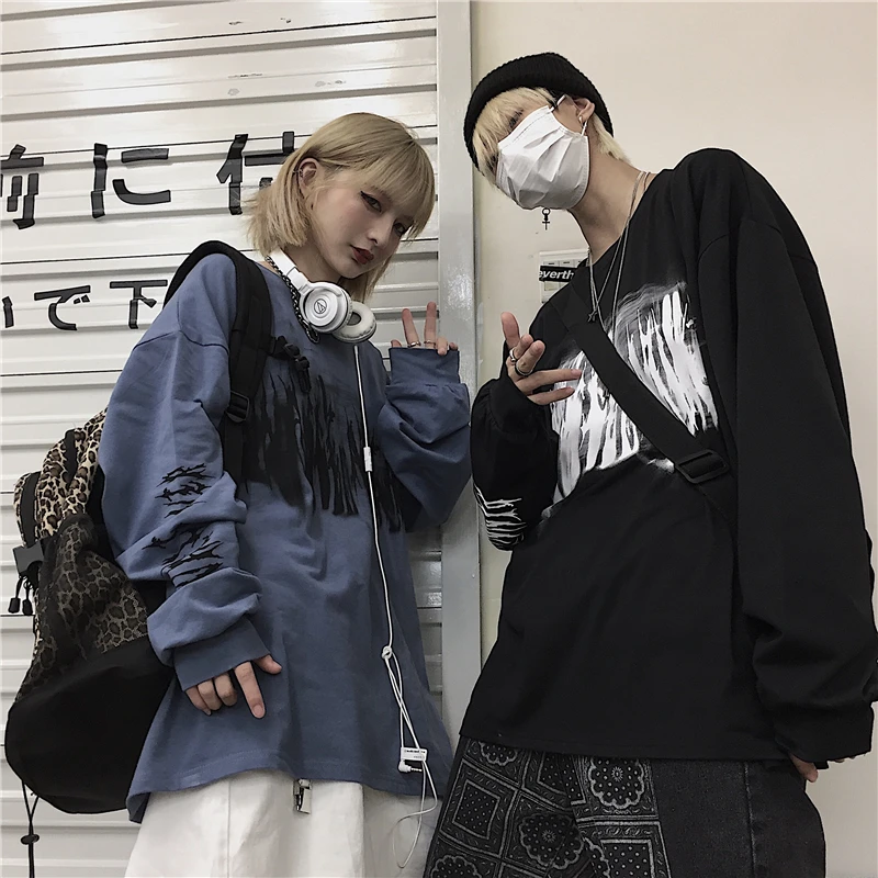 

Korean style Women's t-shirts casual harajuku loose kpop aesthetic Hip hop long sleeve tops tees print dropshipping punk clothes