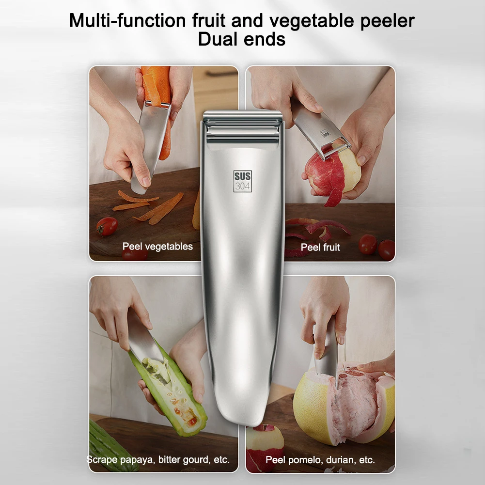 

Melon Planer Peeler Dual Ends Grater Stainless Steel Vegetable Peeler with Protector Sharp Potato Peeler Scraper Kitchen Tools