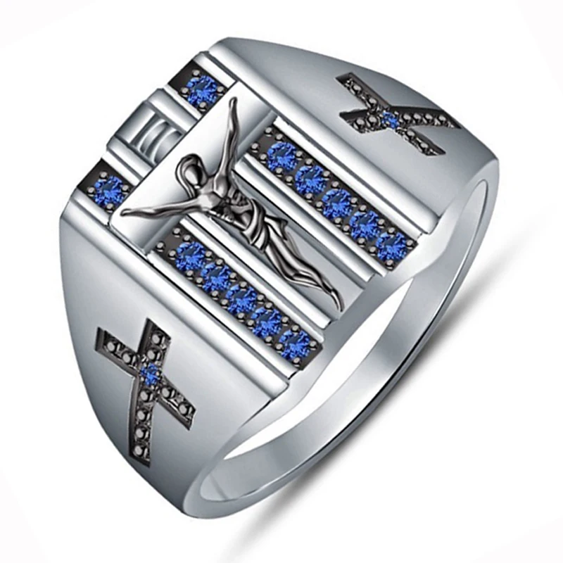 Изысканное кольцо с серебряным покрытием для женщин и мужчин уникальное синим