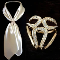1pcs simple gold and white color tricyclic scarf brooch jewelry corsage for women shawl buckle
