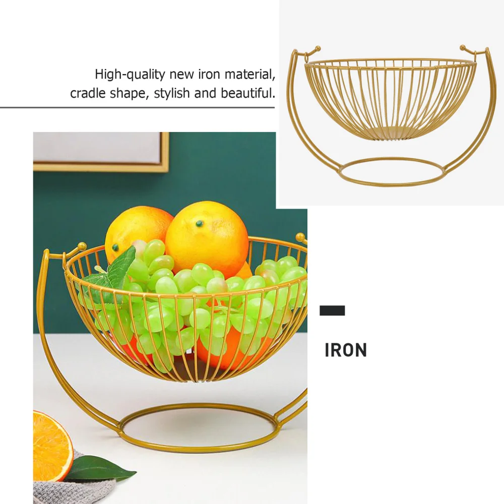 

1PC Geometric Iron Art Fruit Tray Cradle Shaped Fruit Basket Hollow Fruit Basket