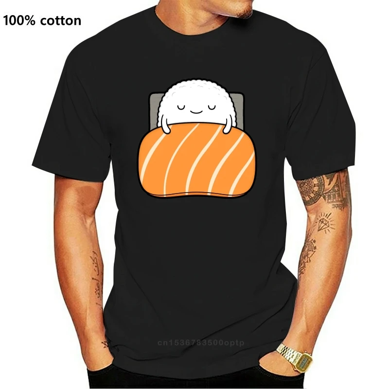 

Sleepy Sushi Salmon T Shirt Kawaii Woman Tops Men Clothing Cotton Tee Shirts Plus Size Tshirt Japan Anime Streetwear