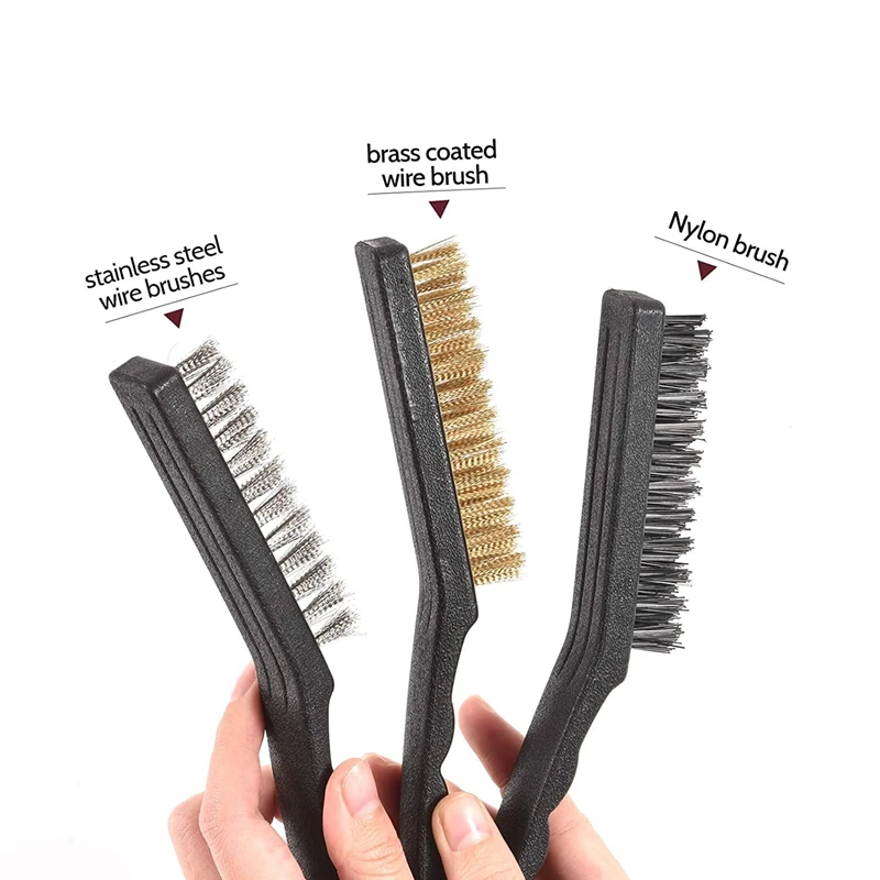 

Cleaning Brush Detailing Wire Brush Set, 6Pcs Nylon/Brass/Stainless Steel PP Handle