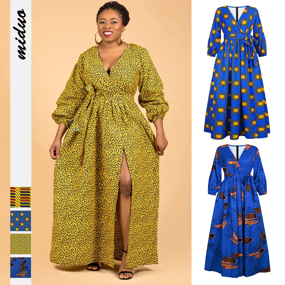 

Middle East Indonesia Women V Neck African Long Dresses Dashiki Ankara Maxi Sundress Elegant Batik Traditional African Clothing