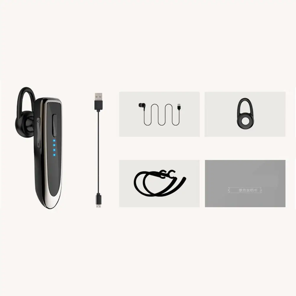 

Single Bluetooth 5.0 Wireless Headset Hifi Sound Noise Reduction HD Call Business Earphoens Waterproof Long Standby Earplugs