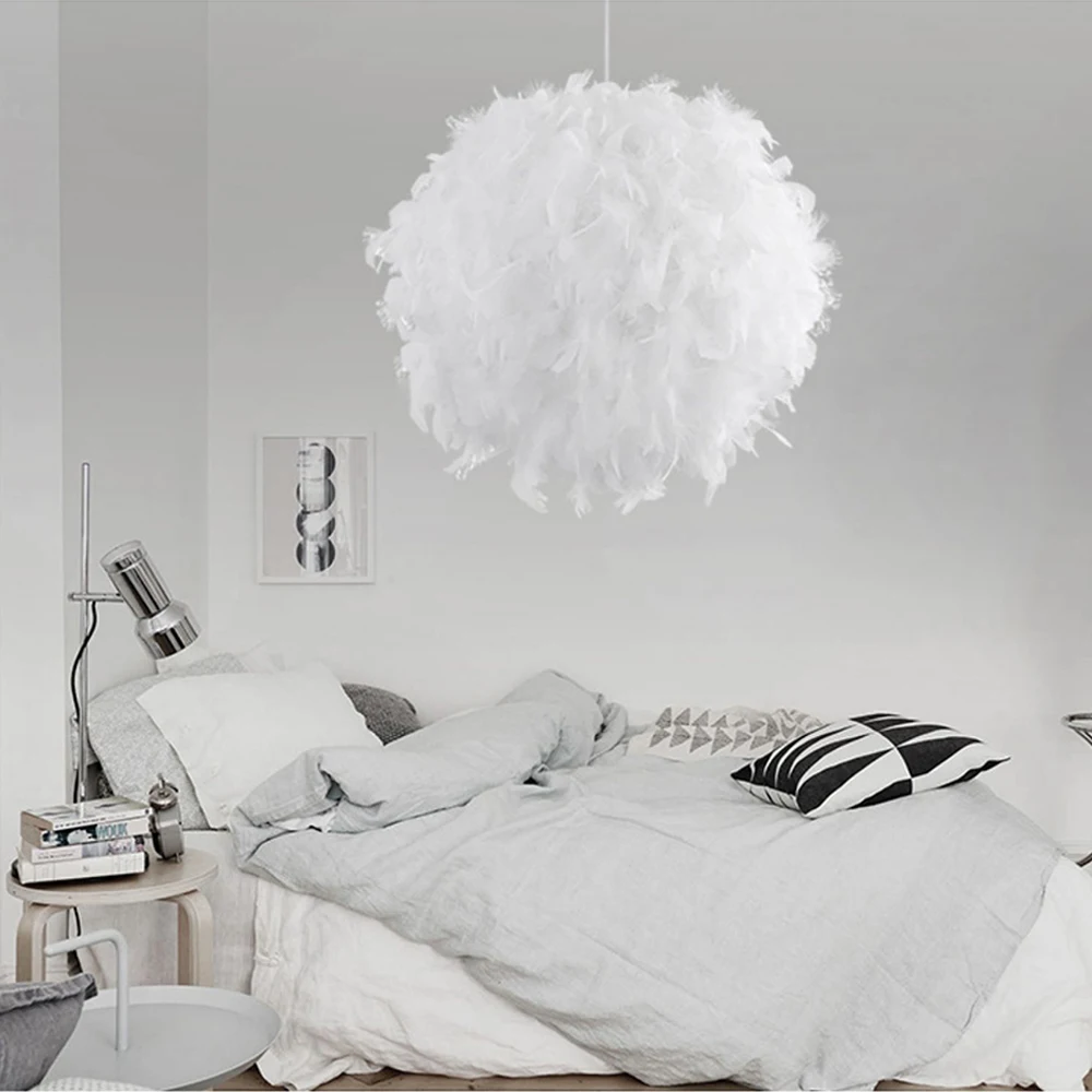 

220V Modern Pendant Ceiling Lamp Feather Ceiling Droplight Bedroom Study Room Decoration Creative Chandelier Hanging Lamp