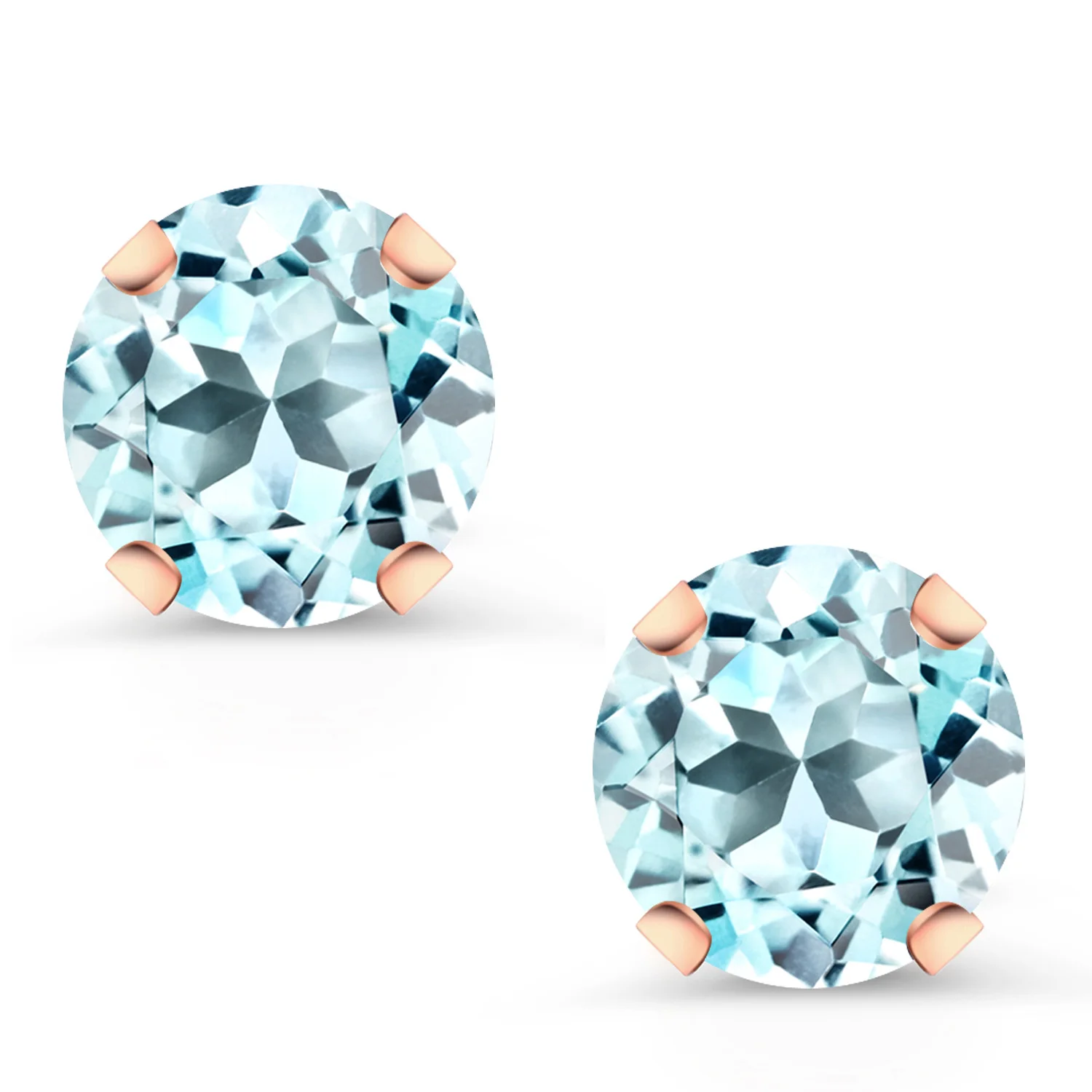 Серьги GemStoneKing 1 80 карат Круглые 6 мм натуральный небесно голубой топаз серьги 10 к