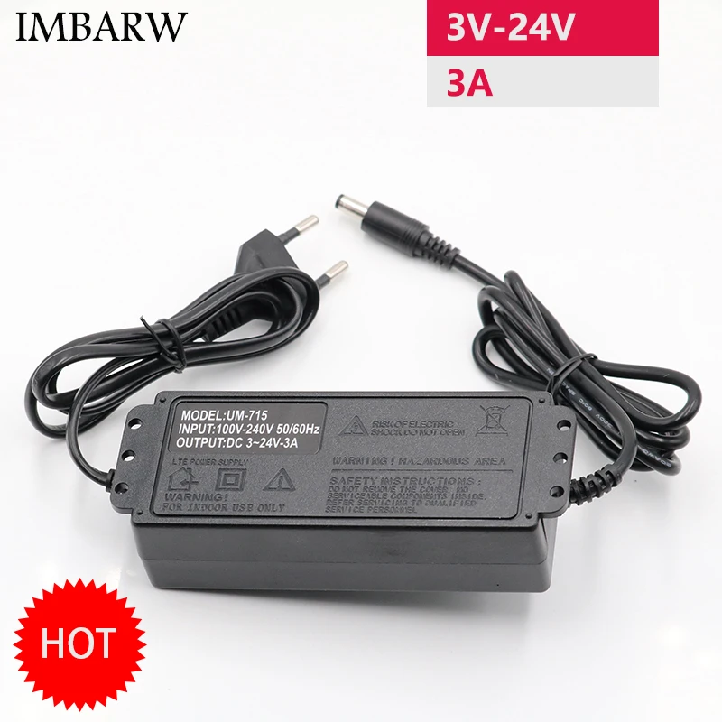 

Adjustable 3V 4V 5V 6V 7V 8V 9V 10V 12V 13.5V 14V 15V 16V 18V 19V 20V 21V 24V 2A 3A 5A Power Adapter Supply Display Screen