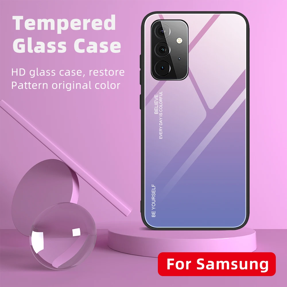 

New Gradient Tempered Glass Case For Galaxy A 52 72 32 42 M F 62 Back Phone Cover For Samsung M62 F62 S21 S20 Plus Ultra FE Capa