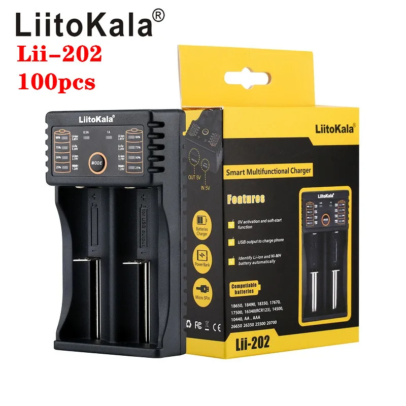 100 шт. LiitoKala Lii lii 202 402 18650 зарядное устройство для аккумуляторов 26650 16340 14500 LiFePO4 1 2 V Ni