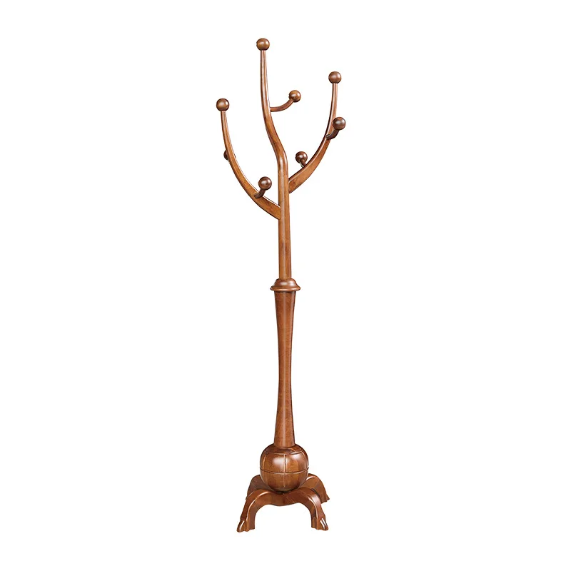 

zq Solid Wood Coat and Hat Rack Floor Clothes Rack Household Small Apartment Bedroom Creative Simple Floor Hanger
