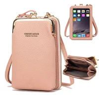 fashion women phone crossbody bag pu leather mini shoulder messenger bag transparent large capacity travel portable coin purse