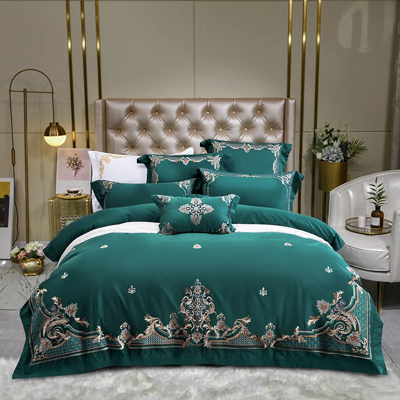 

Комплект постельного белья из сатина и египетского хлопка с вышивкой, 1200TC