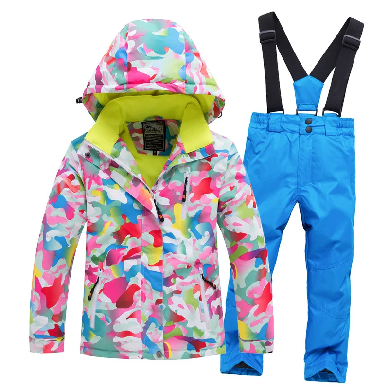 

2019 Let's Go Skiing Children Ski Suits Snowsuit Boys Girls Windproof Snow Pants Ski Jacket Winter Sports Thickened Clothes Set