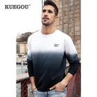 Мужской спортивный костюм KUEGOU, черный Свитшот из 2022 хлопка, с градиентным переходом цветов, осень 100%