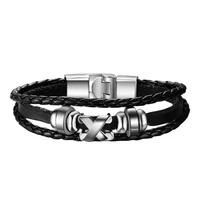 men fashion letter x bracelet bangle braid faux leather clasp jewelry accessory bracelet bangle jewelry for women girl gift