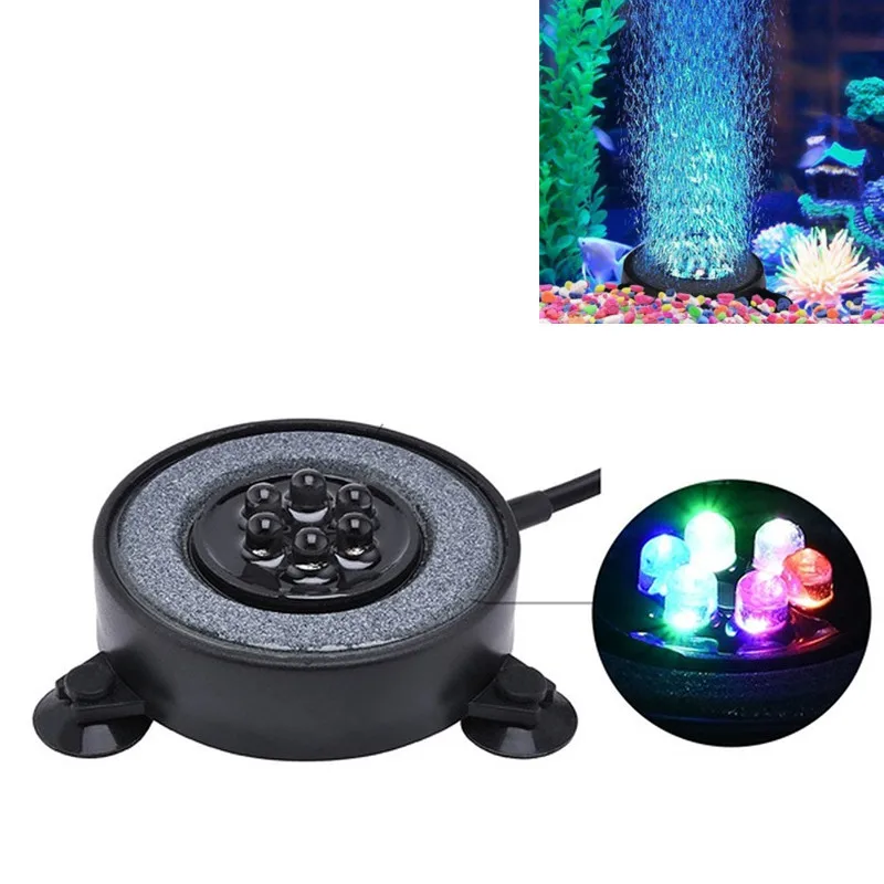 1pcs Led Aquarium Air Bubble Light Fish Tank Curtain Stone Disk with 6 Color Changing Leds Support Dropshipping | Лампы и освещение