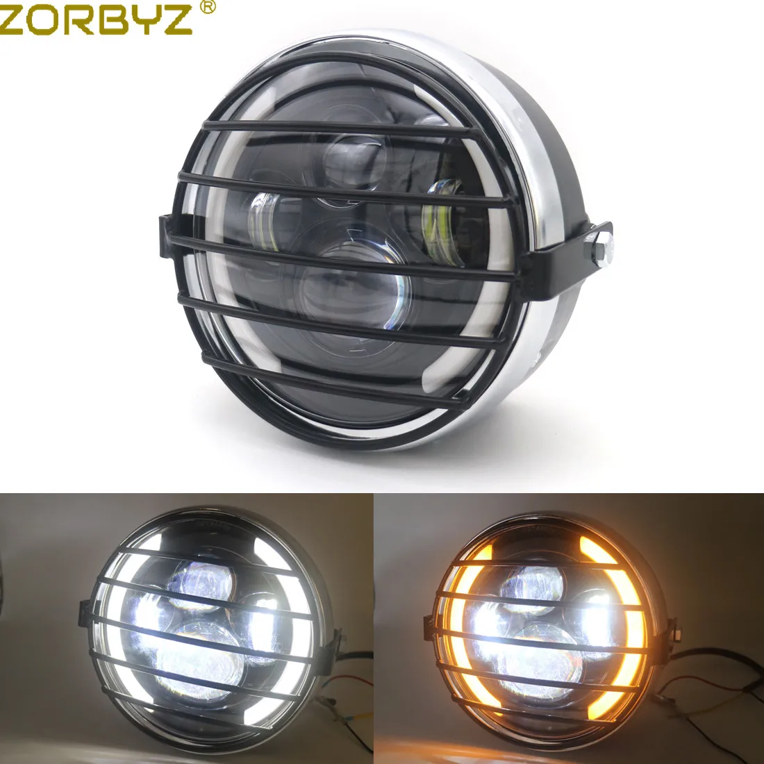 ZORBYZ мотоциклетные 7 ''светодиодные круглые передние фары Гриль боковое
