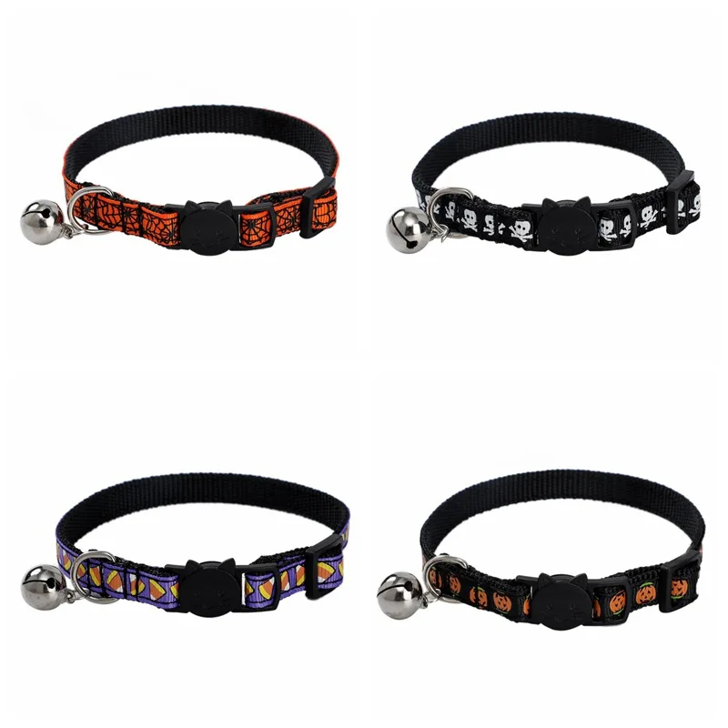 Ошейник Нейлоновый Регулируемый с колокольчиком и черепом | Дом сад